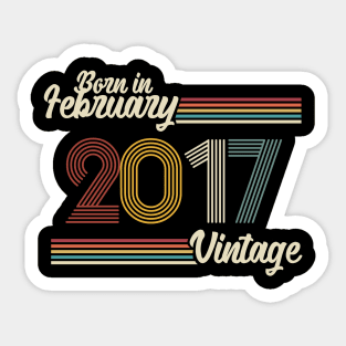 Vintage Born in February 2017 Sticker